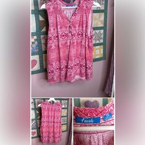 Pink Sleeveless Top with Button Detail